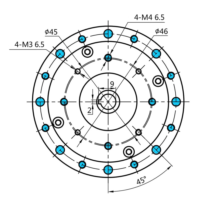 Reductor de engranajes circulares de salida de brida WF17