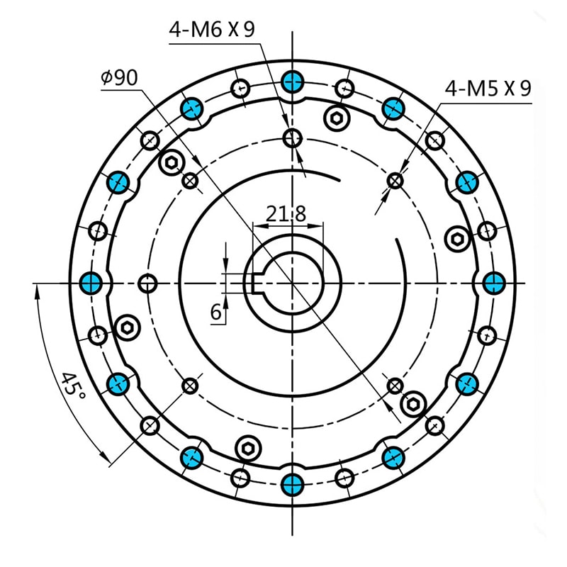 Reductor de engranajes circulares de salida de brida WF32