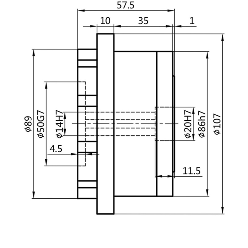 Reductor de engranajes circulares de salida de brida WF25