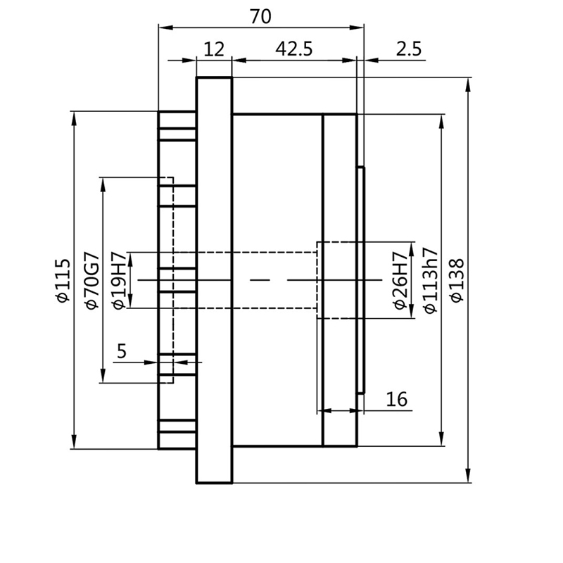 Reductor de engranajes circulares de salida de brida WF32