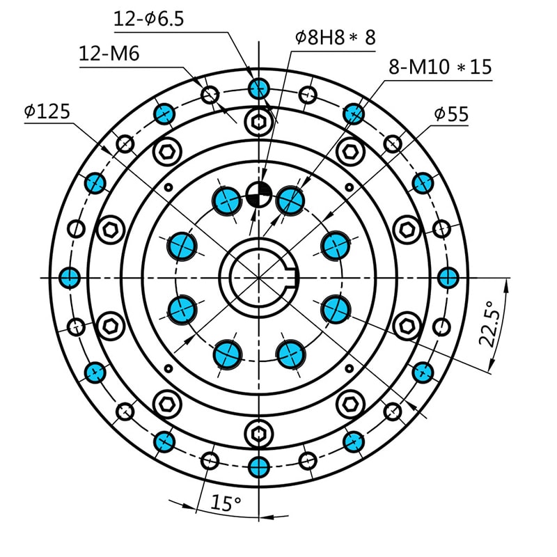 Reductor de engranajes circulares de salida de brida WF32