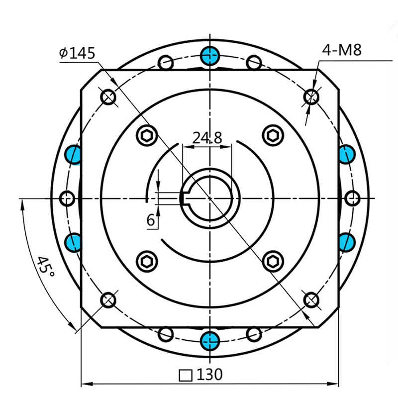 Reductor de engranajes circulares de salida de brida WF40