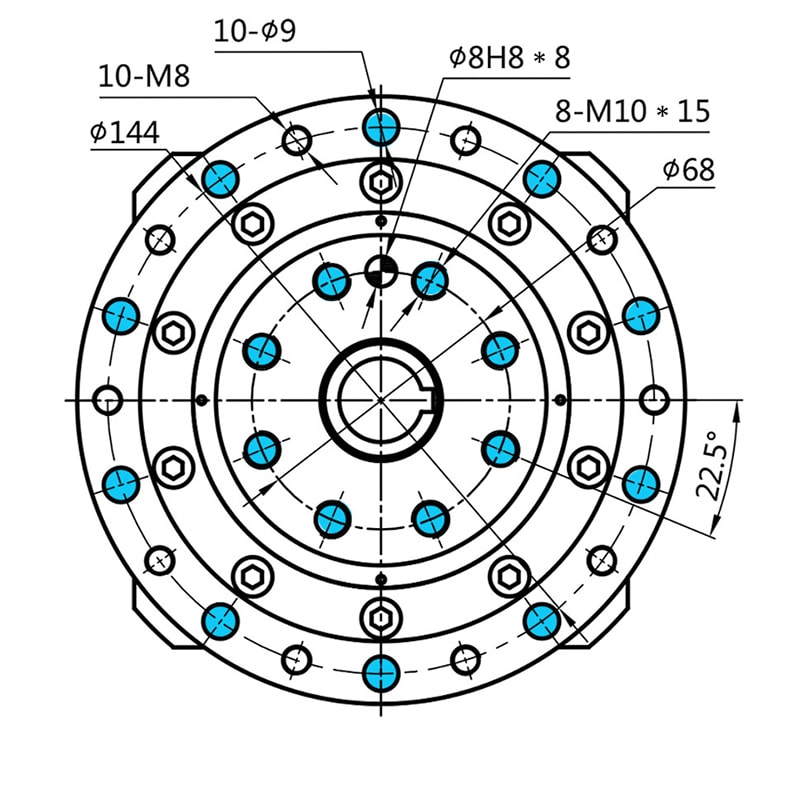 Reductor de engranajes circulares de salida de brida WF40