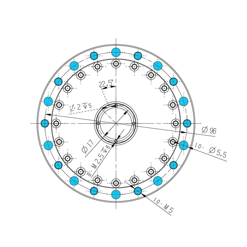 Reductor de engranaje circular planetario hueco WFH25