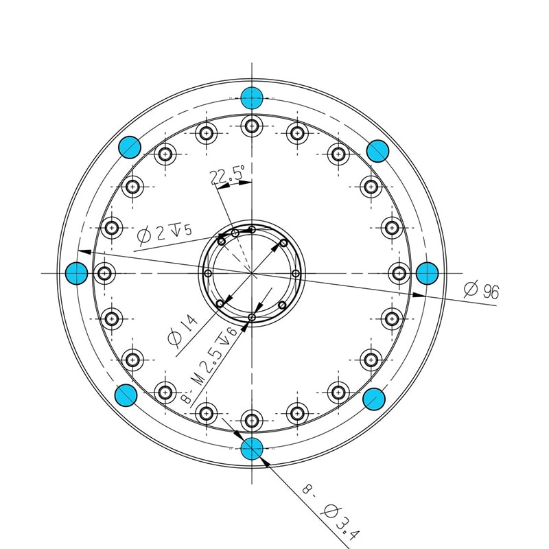 Reductor de engranaje circular planetario hueco WFH25