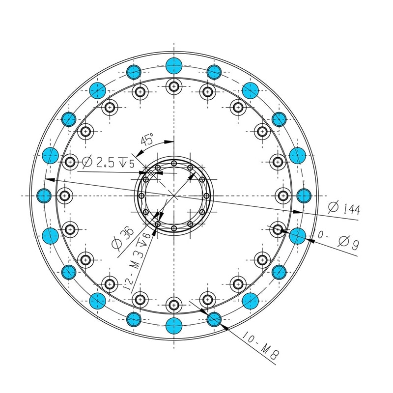 Reductor de engranaje circular planetario hueco WFH40