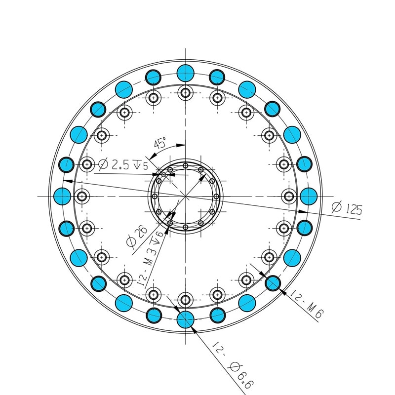 Reductor de engranaje circular planetario hueco WFH40